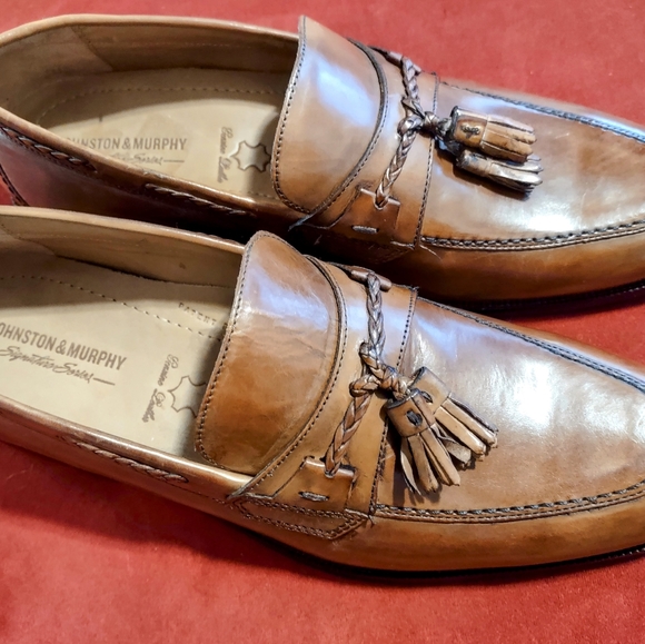 Johnston & Murphy Brown 15-7066 Slip On Leather Tassle Loafers Men’s 9.5 W - Picture 10 of 11